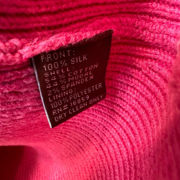 J. McLaughlin Women's Silk Quilted Pink Coral Full Zip Athleisure Sweater Small - Picture 5 of 6